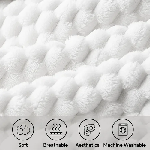 Vista 41 de BEDELITE Manta de forro polar para sofá y cama, manta decorativa de jacquard 3D de almendra, súper suave y acogedora, manta mullida cálida adecuada