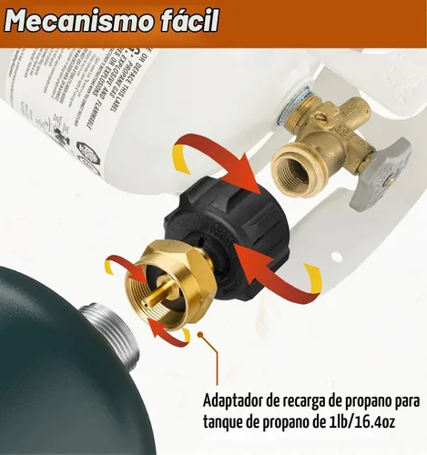Vista 3 de CALPOSE Adaptador de recarga de propano, llena botellas de 1 libra de tanque de 20 libras, se adapta al tanque de propano QCC1/tipo 1 y conector