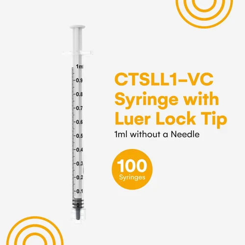 Vista 3 de Care Touch CTSLL1-VC Jeringa con punta Luer Lock, 0.0 fl oz, 100 jeringas sin aguja