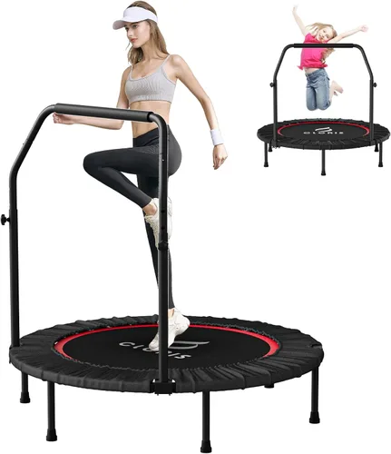 Vista 9 de CLORIS Trampolín plegable de 40 pulgadas con mango de espuma ajustable, con funda acolchada segura, el mejor regalo.
