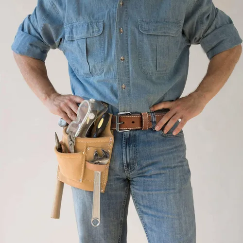 Vista 2 de Cinturón de cuero para pistola para hombre, cinturón resistente de 1.5 pulgadas para trabajo CCW