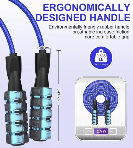 Vista 2 de Cuerda de saltar para mujeres y hombres, jumprope de fitness para mujeres, entrenamiento, cuerda de saltar ajustable para adultos