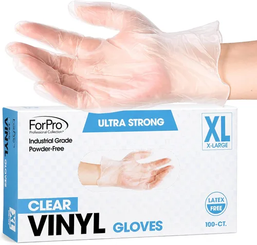 Vista 22 de ForPro Disposable Vinyl Gloves, 3.9 Mil, Powder & Latex-Free, Food Safe Negro