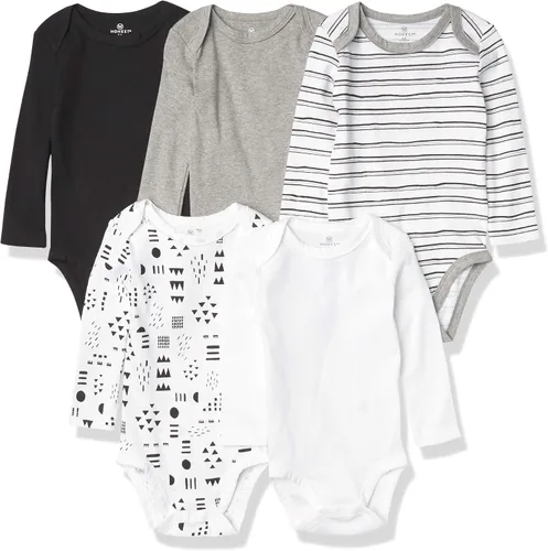 Vista 17 de HonestBaby Baby-girls - Paquete de 5 mamelucos de manga larga de una pieza 100% algodón orgánico para bebés y niñas Negro