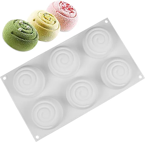 Vista 3 de Molde de rollo de canela Molde de chocolate para postre mini molde de pastel molde de cera derretida de silicona moldes para hacer velas para bollo
