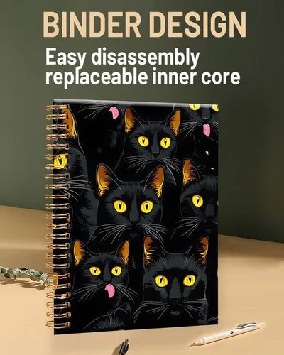 Vista 3 de Cuaderno de espiral para mujer, cuadernos universitarios A5 de 6 x 8.4 pulgadas, 120 páginas (60 hojas) diario rayado con papel grueso de alta