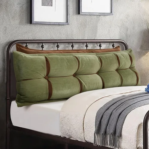 Vista 11 de Johnear Almohada de cabecera negra de felpa para lectura, almohada de apoyo para la espalda, almohada para cama sentada, sofá cama para adultos