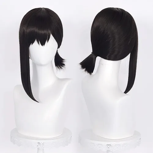 Vista 6 de Probeauty Peluca negra para mujer, pelucas de disfraz de anime con cubos de pelo + gorra de peluca