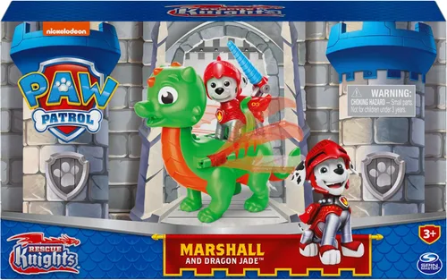 Vista 2 de Paw Patrol, Rescue Knights - Juego de figuras de acción de jade Marshall y Dragón, juguetes para niños a partir de 3 años