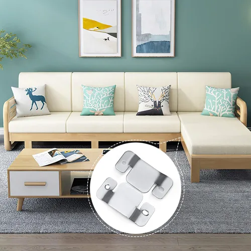 Vista 2 de SONGTIY 4 conectores de sofá seccionales para muebles, soporte de metal de alta calidad para sofá entrelazado con tornillos, adecuado para sofá