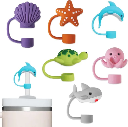 Vista 11 de LDKEDKF 11 piezas de cubiertas para pajitas de vaso Stanley, tapa de silicona para pajitas de vaso Stanley de 30 y 40 onzas con vasos, accesorios