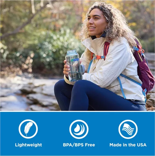 Vista 5 de Nalgene Botella de agua de boca ancha de 32 onzas, azul pizarra BPA-Free, Durable & Lightweight, Leak Proof, Dishwasher Safe, Large Reusable