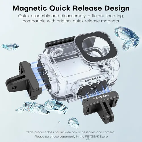 Vista 2 de REYGEAK Funda impermeable para DJI Osmo Action 5Pro/4/3,164FT/50M Kit de buceo de carcasa protectora subacuática, carcasa de buceo con interfaz