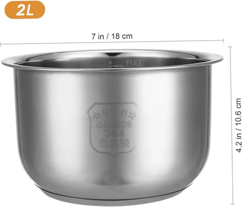 Vista 4 de Luxshiny Olla de arroz interior olla de cocina de acero inoxidable interior ollas 2l antiadherente olla de arroz contenedor para tradicional