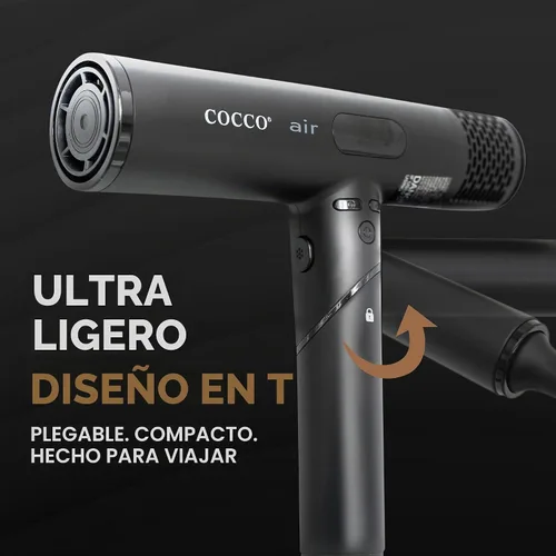 Vista 6 de COCCO Secador iónico de aire, secador de pelo plegable profesional del Negro