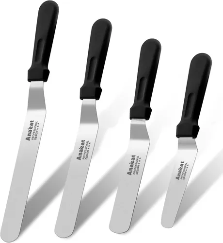 Vista 11 de Anaeat Espátula de glaseado, espátula profesional para tartas angulada y desplazada con hoja de acero inoxidable de 10 pulgadas - Cuchillo de Hoja