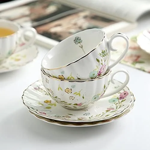 Vista 5 de Tazas de café creativas de porcelana taza y platillo de cerámica juegos simples de diseño moderno tazas de café tazas para café decoración del hogar