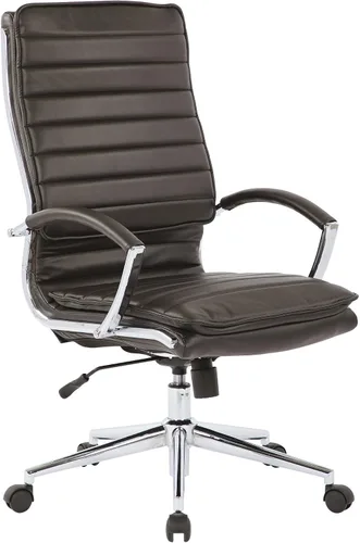 Vista 9 de Office Star SPX - Silla de invitados de piel sintética con respaldo medio con brazos de bucle y base cromada, color negro