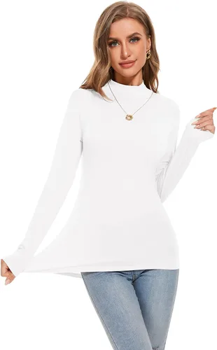 Vista 3 de Camiseta de manga larga con cuello alto falso para mujer
