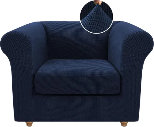 Vista 34 de Funda para silla Chesterfield de 2 piezas para sofá de 1 cojín, fundas para silla de brazo alto, 1 asiento, alta elasticidad, lavable, protector