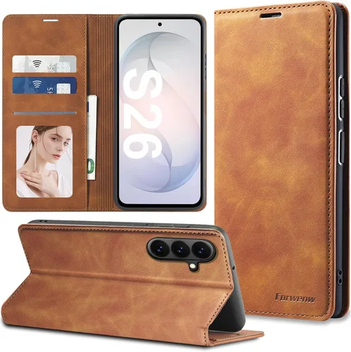 Vista 44 de Funda de piel con tapa para Samsung Galaxy Z Flip 3, con protección de bisagra, delgada y magnética tipo cartera [1 tarjetero], funda protectora a