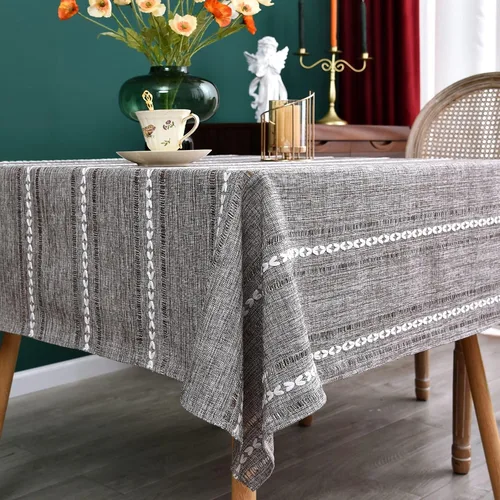 Vista 10 de NEWISHER Mantel cuadrado pequeño bordado rústico de 20 x 20 pulgadas, mantel de tela jacquard a rayas lavable para mesa de comedor para mesita
