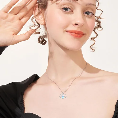 Vista 6 de Collar con colgante de plata de ley 925 con diseño de animales, diseño de galgos, araña, cuerno largo, cabra, oveja, regalo de joyería para mujer