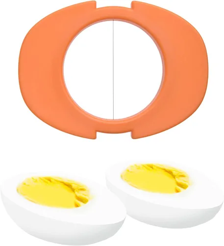 Vista 5 de Juego de rebanador de huevos con 3 cortadores - Corta huevos duros en rodajas finas, gajos o mitades - Rebanar huevos manualmente fácil - Sin