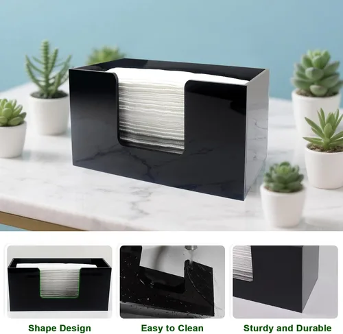Vista 2 de Paquete de 1 soporte para toallas de papel para encimera, soporte acrílico para toallas de baño, servilletero negro para cocina, encimera