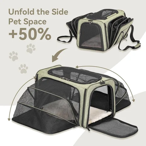 Vista 2 de Petsfit Transportador Expandible para Conejos Transportadores de Conejitos, Transportador de Mascotas de 16 Pulgadas Aprobado por Aerolíneas con 2