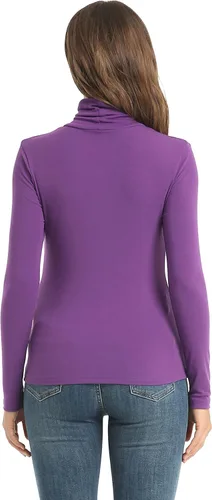 Vista 6 de Tops casuales de manga larga con cuello alto para mujer, camisas ajustadas y ligeras de capa base