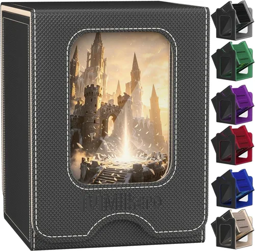 Vista 11 de Mlikero Paquete de 2 cajas de cartas Commander con capacidad para más de 200 tarjetas de una sola funda con 2 divisores, caja magnética de cuero