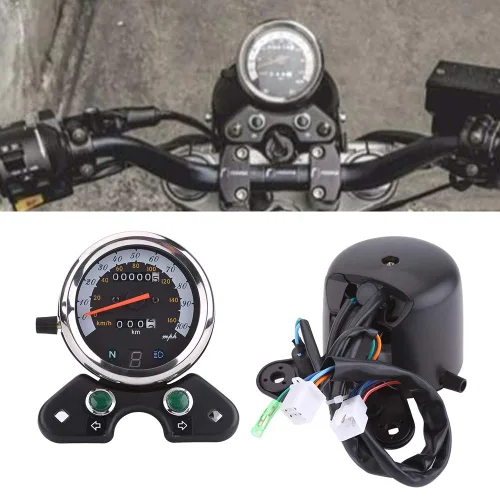 Vista 2 de Velocímetro de motocicleta de 3.740 in, velocímetro de odómetro doble, velocímetro, engranaje, pantalla digital, motocicleta universal