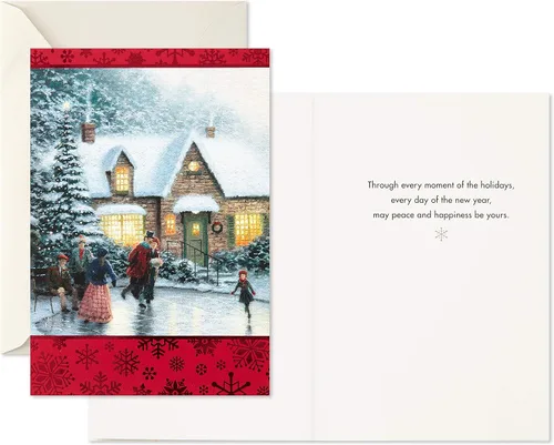 Vista 8 de Hallmark Thomas Kinkade - Tarjetas de Navidad en caja, patinaje sobre hielo (40 tarjetas y sobres)
