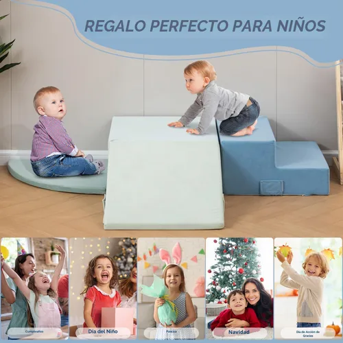 Vista 3 de CAPAKIDS Juguetes grandes de escalada para niños pequeños de 4 piezas para interiores, bloques de espuma con velcro, clásico Uso en interiores