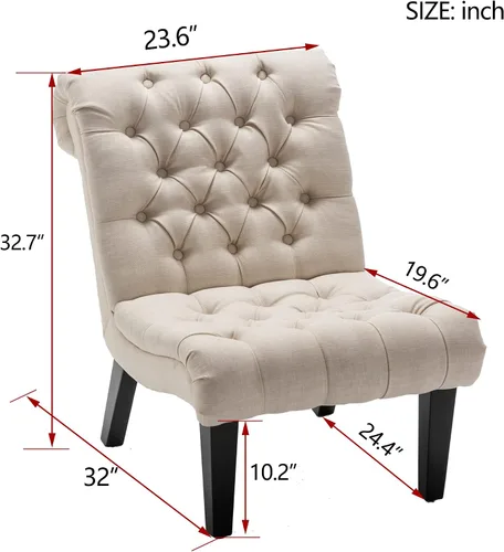Vista 2 de Sillas modernas sin brazos de Yongqiang para sala de estar, tela crema