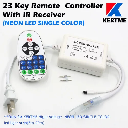 Vista 5 de Tira de luces LED de neón tipo AC 110-120V, tira de luz de neón LED flexible/impermeable/regulable/multimodos + control remoto de 23 teclas