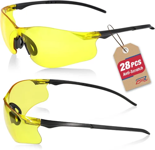 Vista 22 de Paquete de 3 lentes de seguridad tintados ámbar: lente de policarbonato antiarañazos con certificación ANSI Z87.1, protección UV para construcción