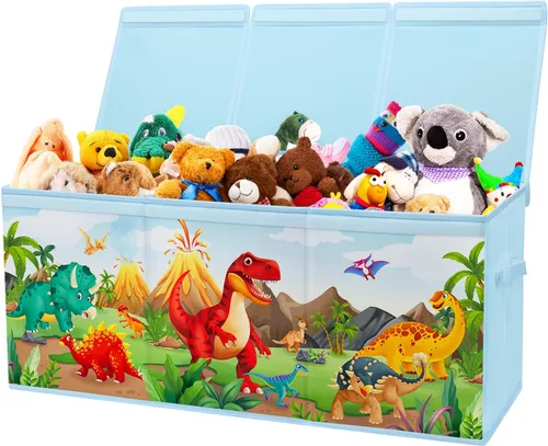Vista 8 de decalsweet Caja de juguetes para niños, caja de almacenamiento de juguetes Oxford plegable con asas para niños, organizador de juguetes extra grande