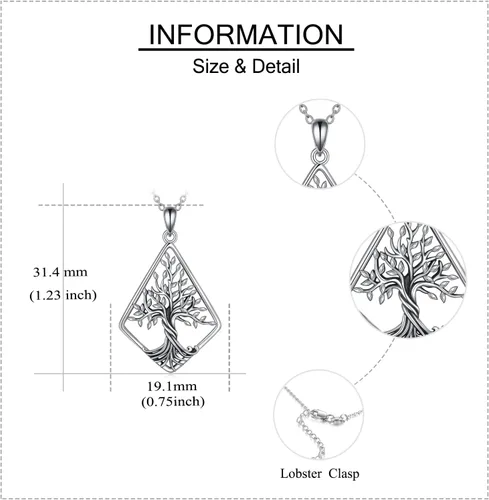 Vista 66 de ONEFINITY Collar de plata de ley 925 con diseño de árbol de la vida con colgante de nudo celta de concha de abulón para mujer