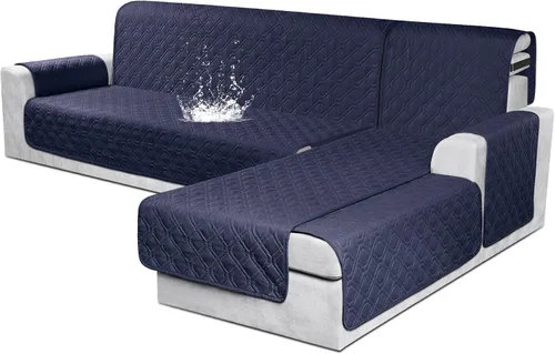 Vista 27 de VANSOFY Fundas para Sofá Seccional 100% Impermeables Funda Deslizable para Sofá en Forma de L 3 Piezas Reversible Funda para Chaise Lounge para Sofá