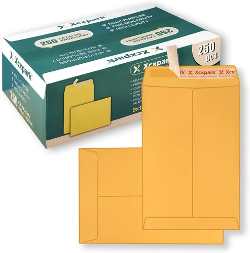 Vista 12 de Xxcxpark 120 sobres de seguridad para catálogo de 6 x 9 pulgadas, sobres autoadhesivos imprimibles, sobres marrones antidesgarros, para tarjetas