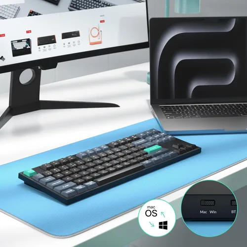 Vista 5 de Keychron B33 2.4 GHz Wireless Bluetooth Keyboard Silent Typing 80% TKL Layout Launcher Support Ergonomic Angle Compatible for Mac Windows Linux-Deep
