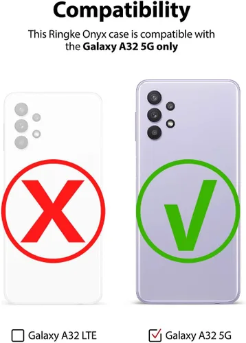 Vista 2 de Ringke Onyx - Funda compatible con Samsung A32 5G, bordes elevados antihuellas, agarre de poliuretano termoplástico, resistente y duradero, a prueba