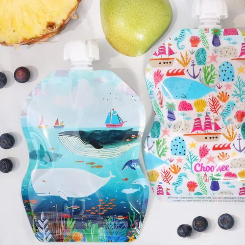 Vista 2 de ChooMee Bolsas reutilizables para almacenamiento de alimentos para bebés, sin BPA, a prueba de fugas, para batidos, purés y alimentos para bebés