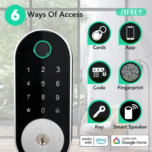 Vista 2 de Cerradura inteligente incorporada con huella dactilar y WiFi con teclado – Cerradura sin llave para el hogar, Airbnb, alquiler, niños/mayores