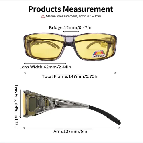 Vista 7 de Gafas de conducción de visión nocturna para conducir polarizadas HD se adapta a gafas graduadas gafas rectangulares