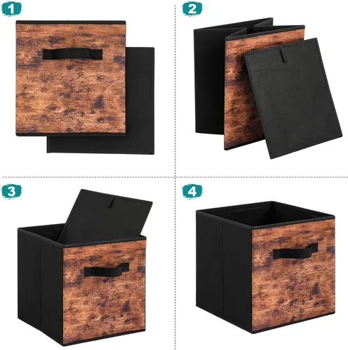Vista 3 de Stero Cubos de almacenamiento de tela, paquete de 3 contenedores plegables con asa, cestas de almacenamiento de 11 pulgadas caja para estantes
