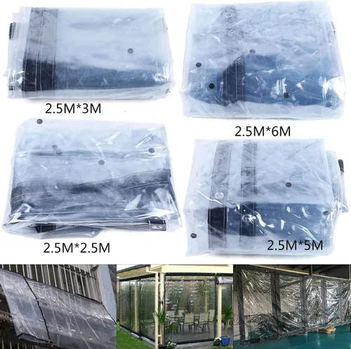 Vista 3 de Toldo transparente impermeable de grado comercial, toldo de vinilo transparente enrollable para tiendas de campaña, toldos, toldos, cortinas (negro)