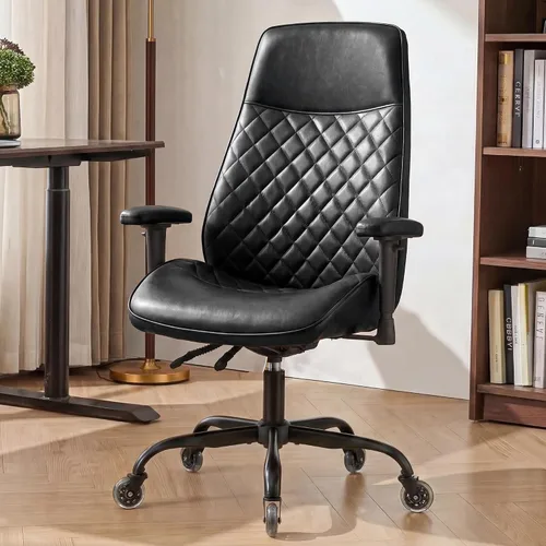 Vista 15 de NEO CHAIR Silla de oficina de cuero PU marrón con diseño ergonómico